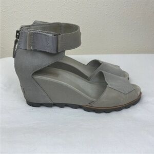 Sorel Gray Wedge Sandals with Textured Sole